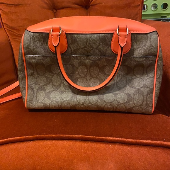 Coach Khaki & Neon Orange Bennett Crossbody Bag - Picture 3 of 11